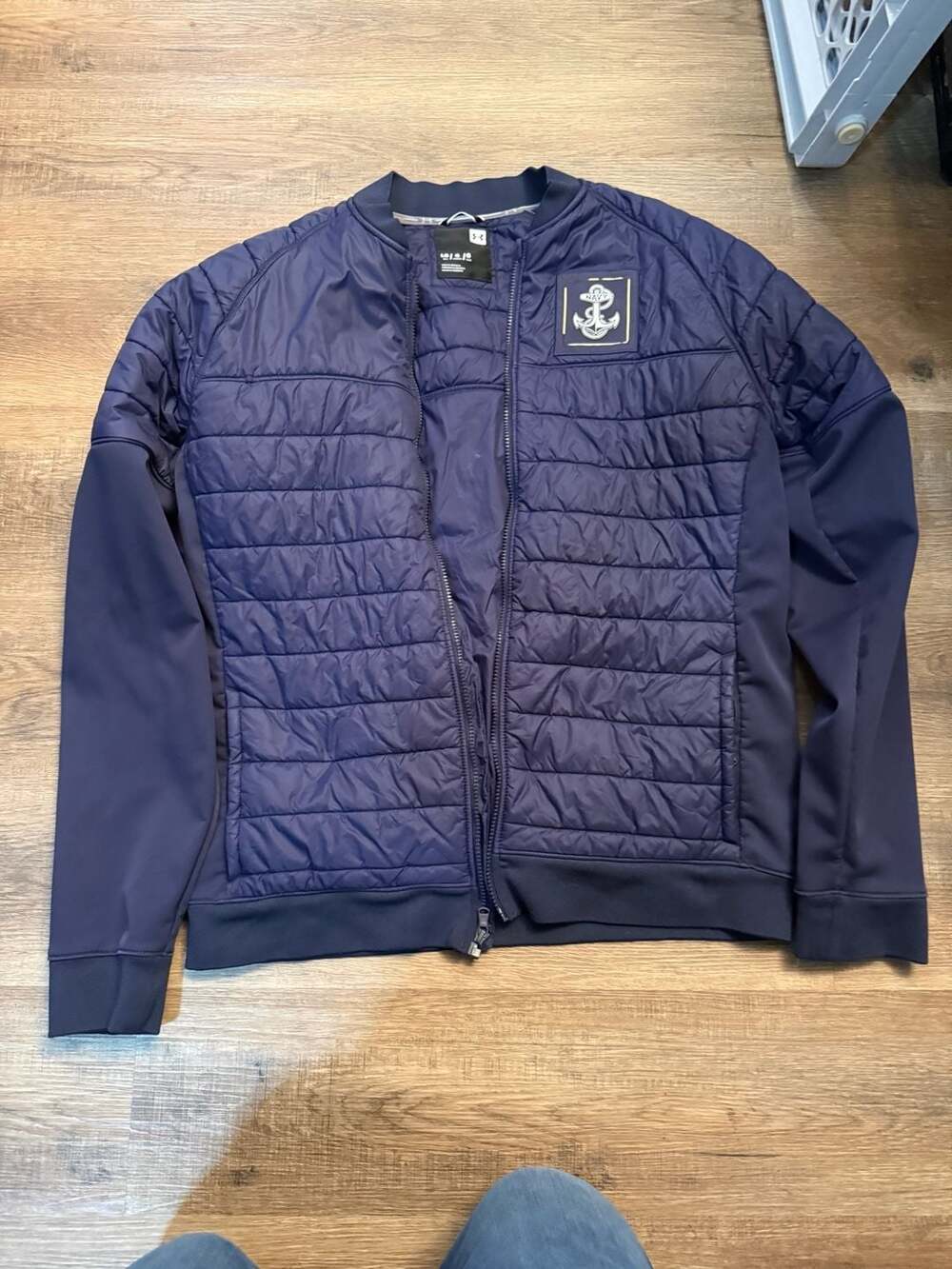 Under Armour Navy Jacket Size LG Tall Blue Quilted Full Zip